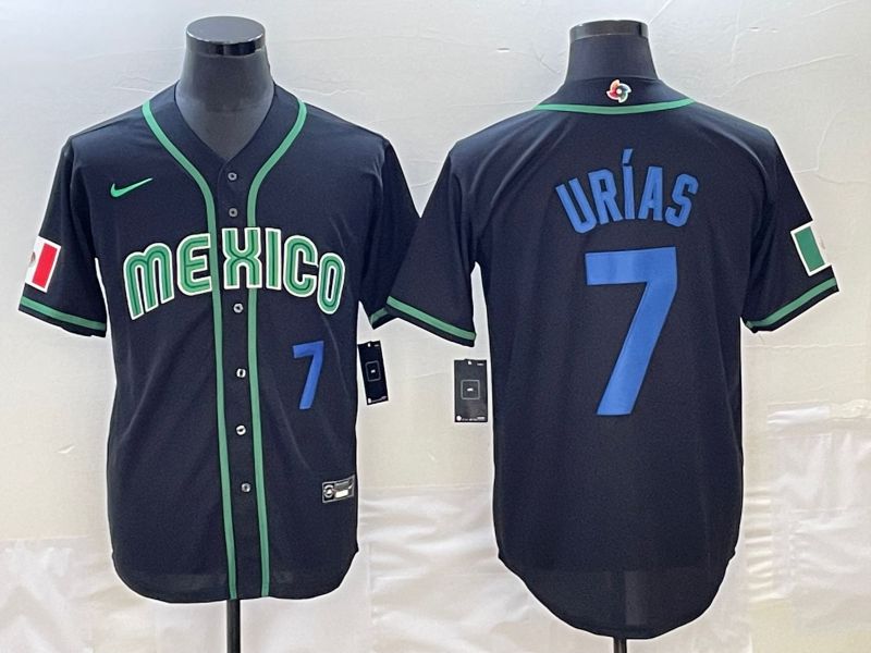 Men 2023 World Cub Mexico #7 Urias Black Nike MLB Jersey6